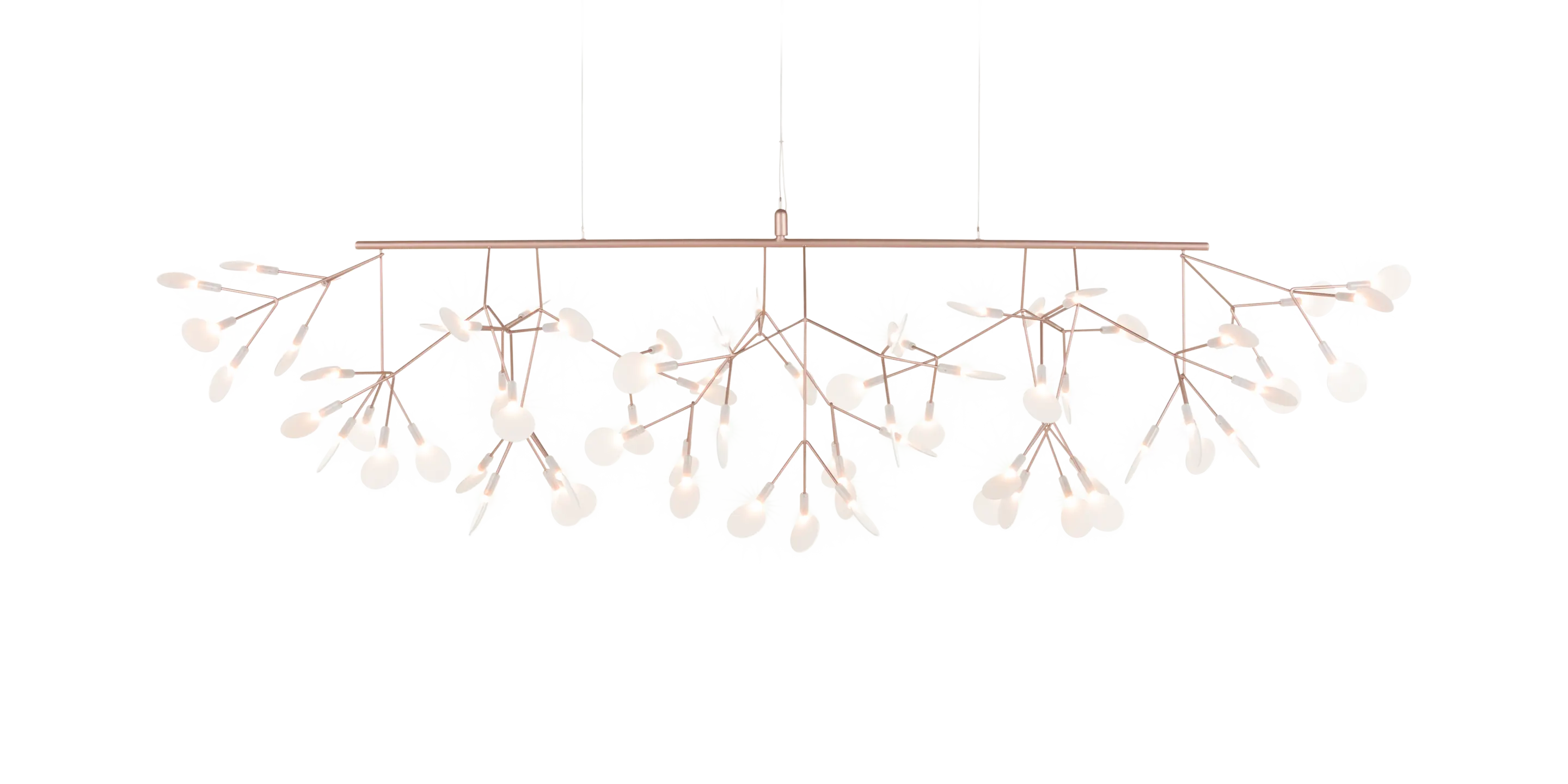 Heracleum III Linear suspension light copper front view